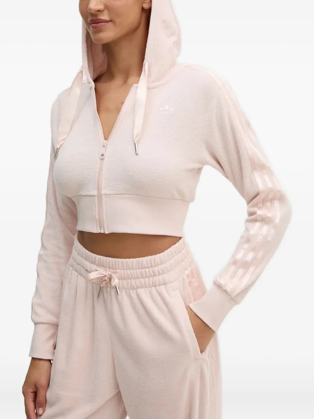 adidas zip-up cropped hoodie | Pink | Image 1