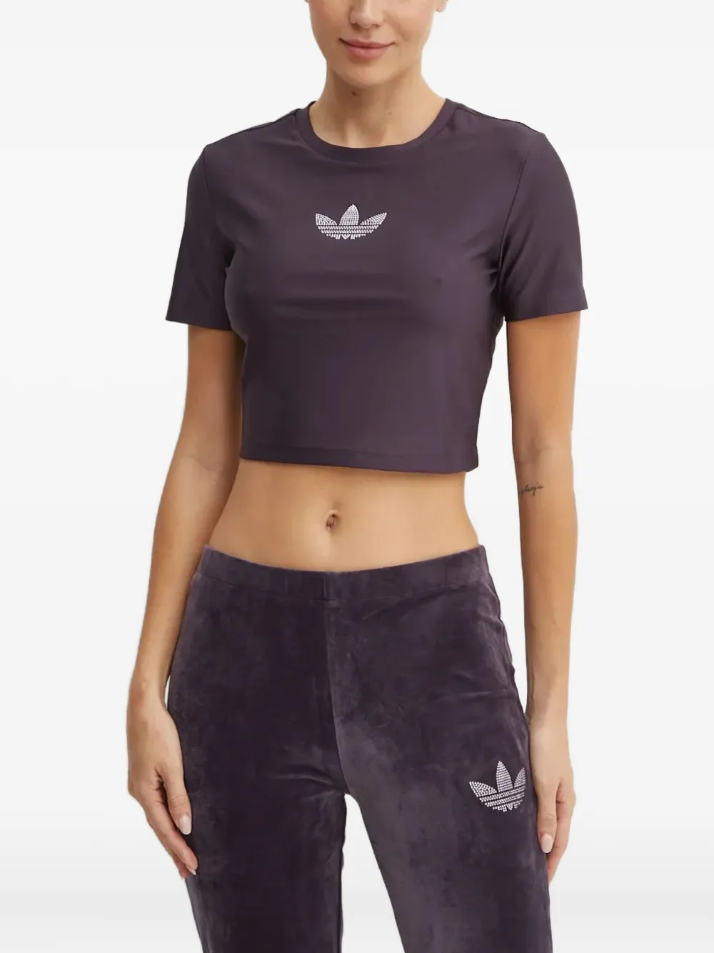 adidas crystal-embellished crop T-shit | Purple | Image 1