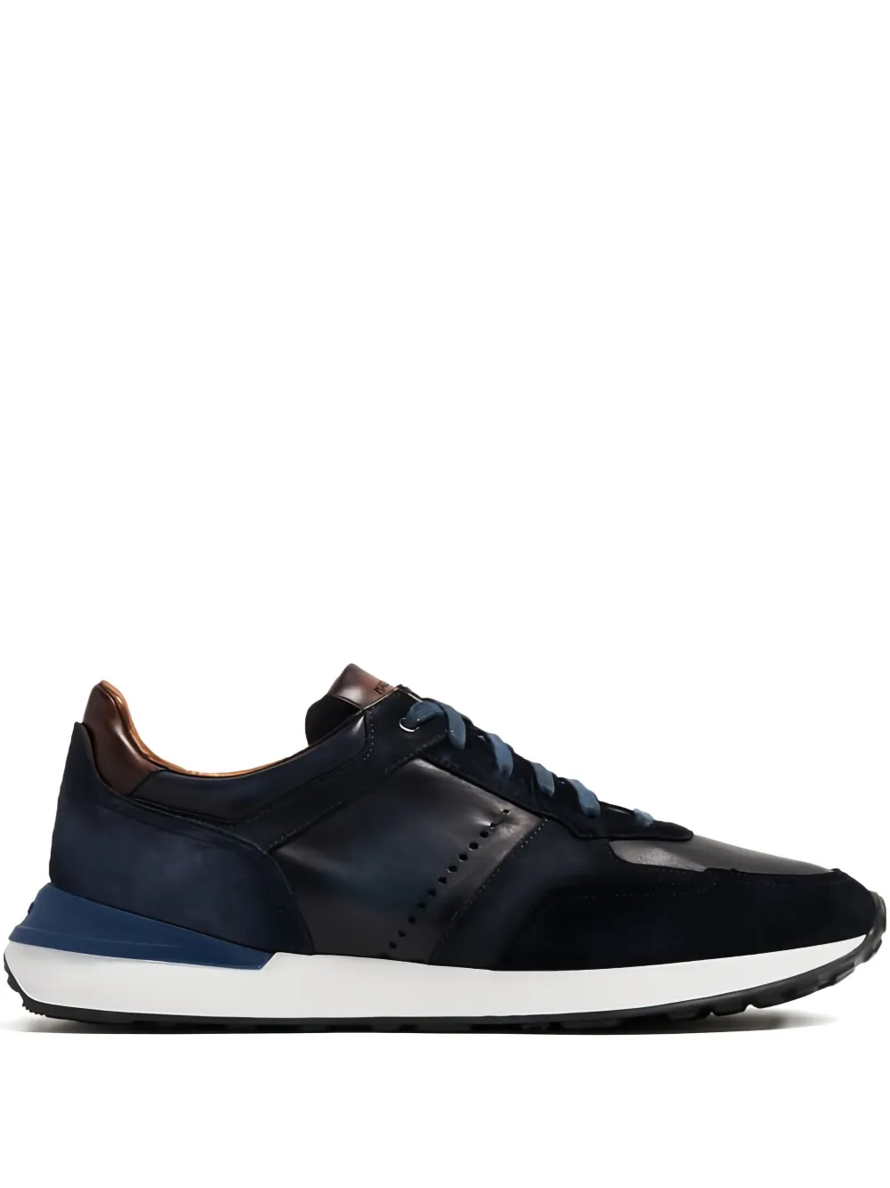 Magnanni suede leather-panel sneakers Blue