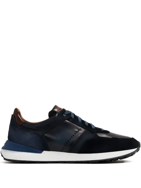 Magnanni suede leather-panel sneakers