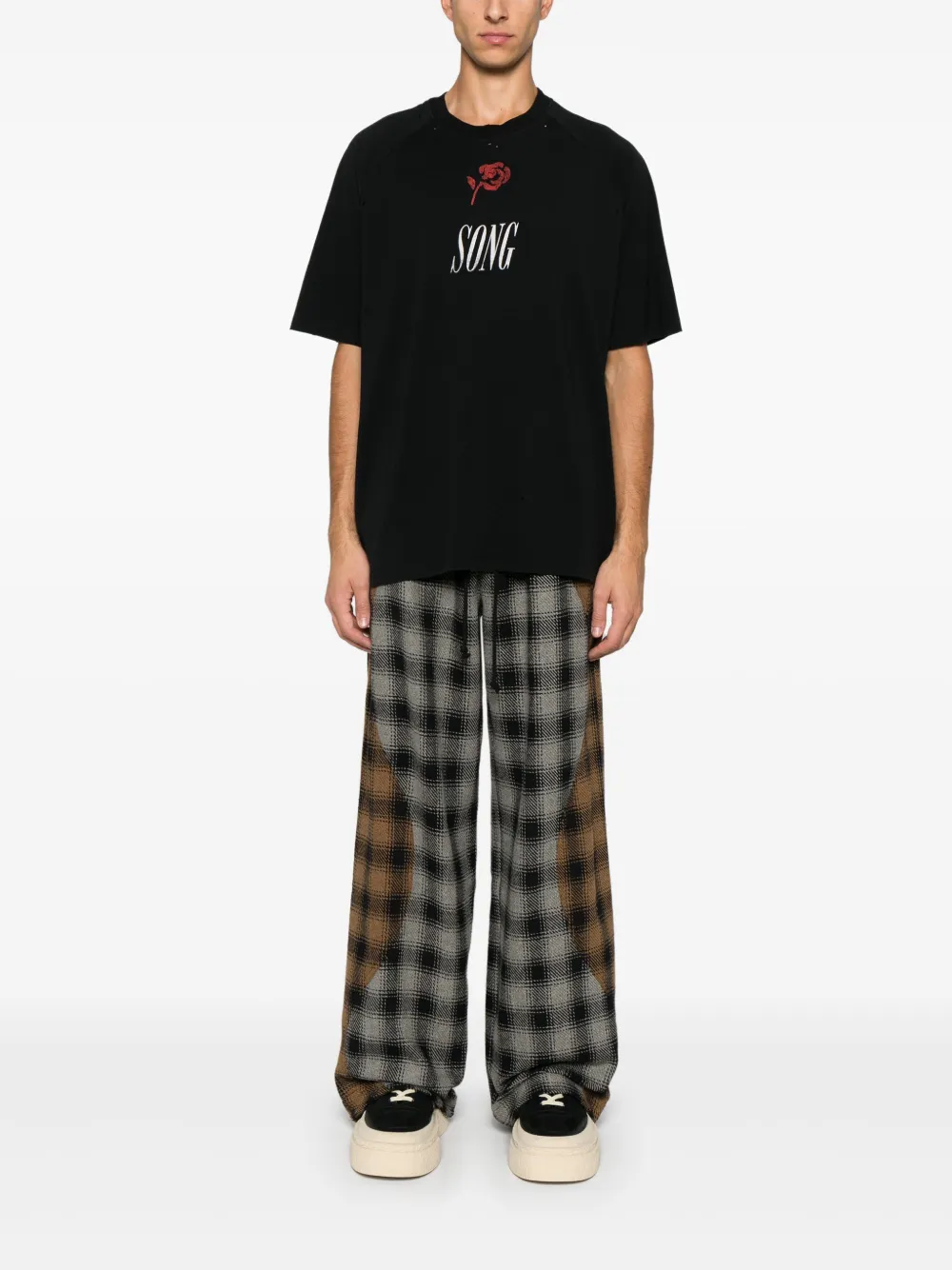 Song For The Mute tartan-check trousers - Grijs