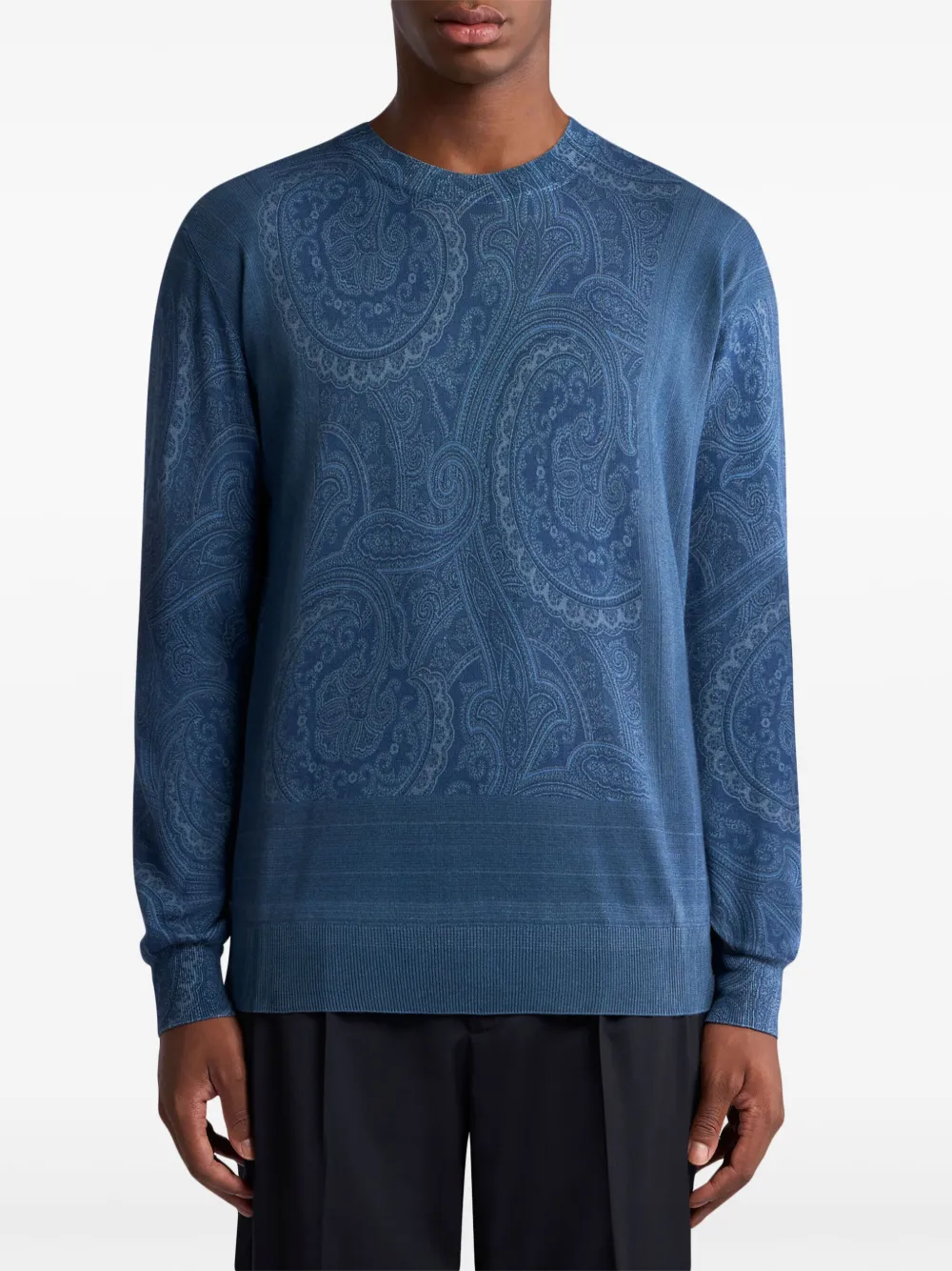 ETRO Trui van zijde-kasjmier met paisley-print - Blauw