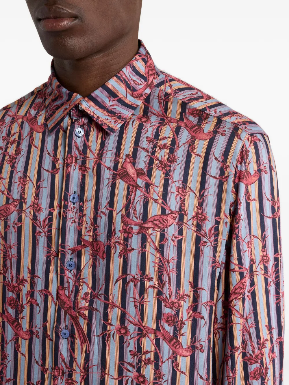 ETRO Overhemd met vogelprint Blauw