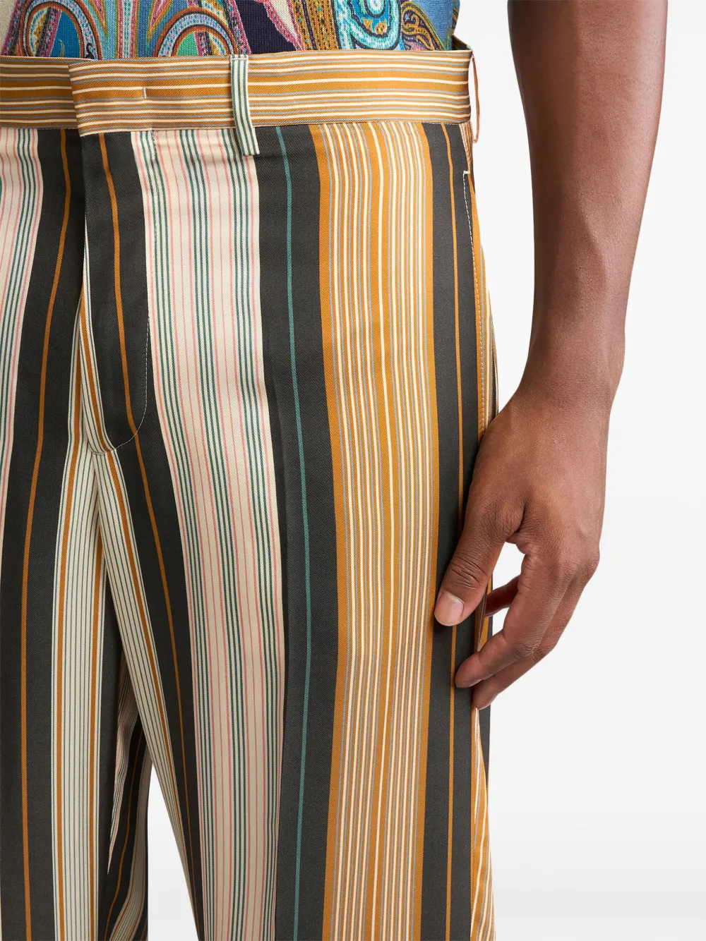 ETRO Gestreepte straight broek Beige