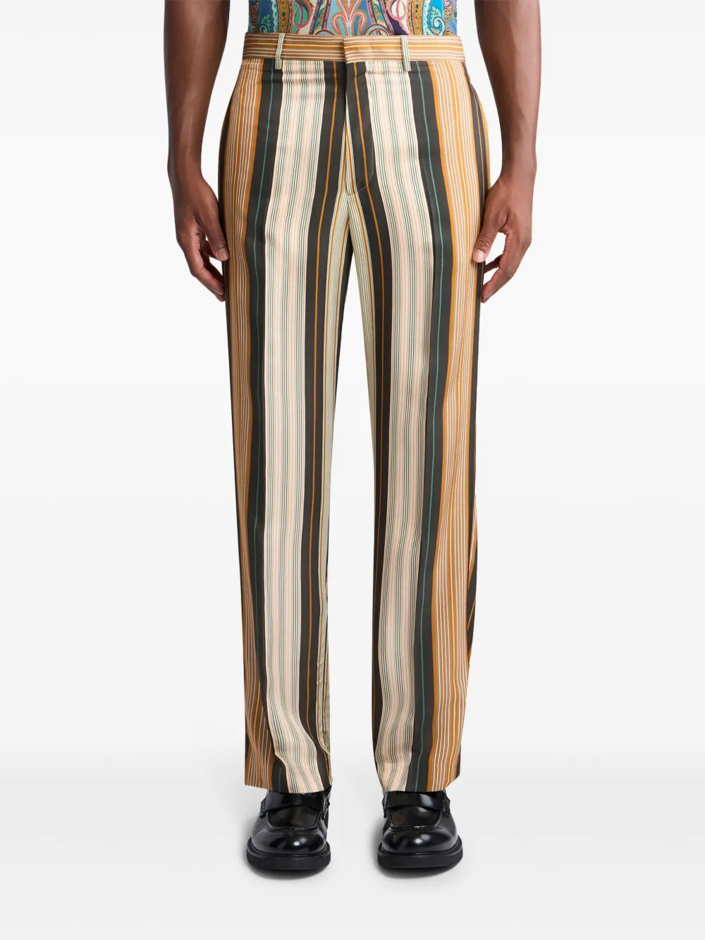 ETRO Gestreepte straight broek Beige