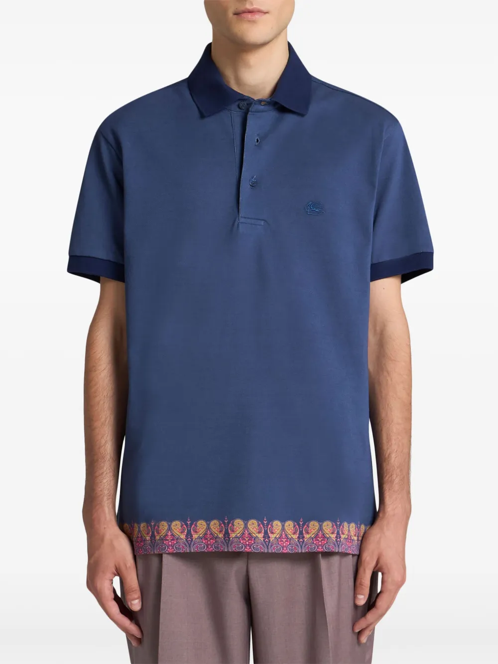 ETRO Poloshirt met paisley-afwerking - Blauw