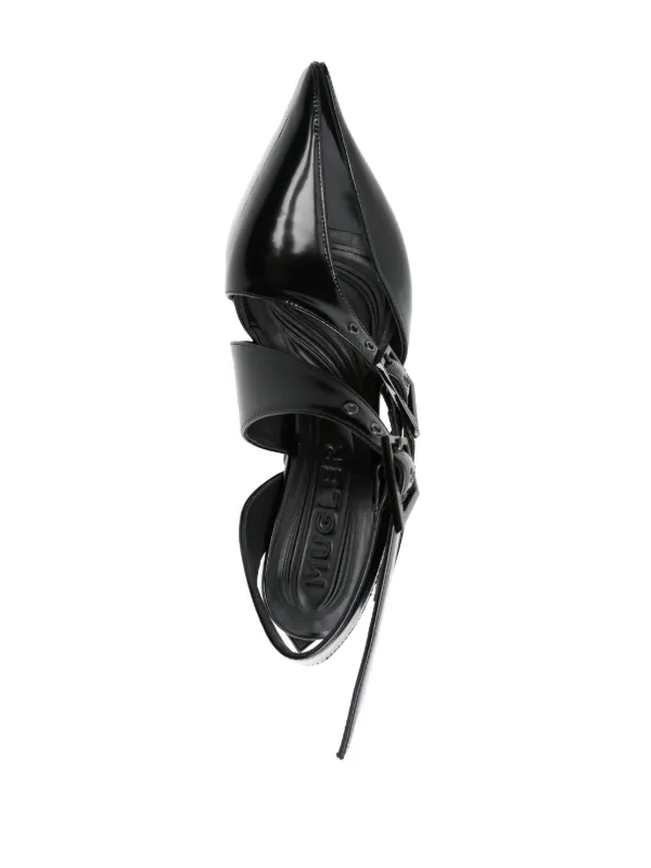 【関税込み】Mugler ブラック Fang 95 メッシュ ミュール Mugler Fang 95mm ミュール | ブラック | FARFETCH JP
