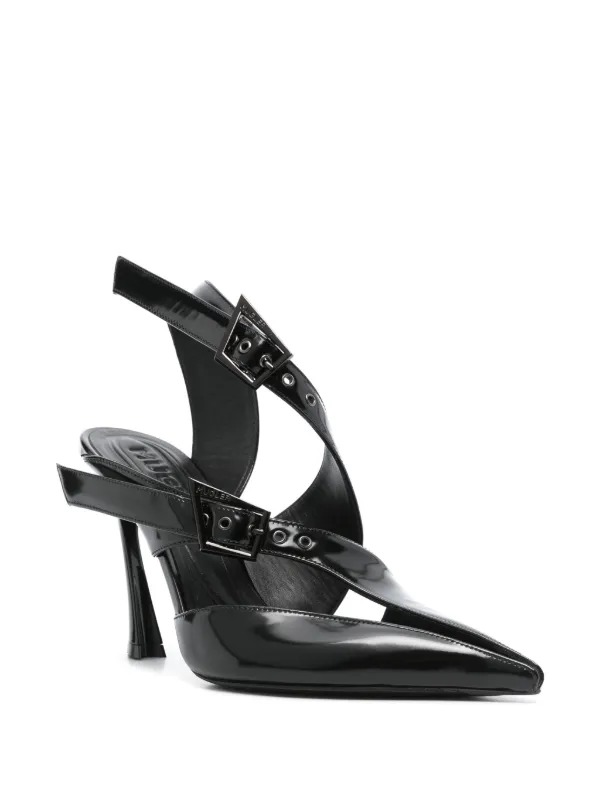 【関税込み】Mugler ブラック Fang 95 メッシュ ミュール Muglerのブラック Fang 95 メッシュ ミュールがセール中