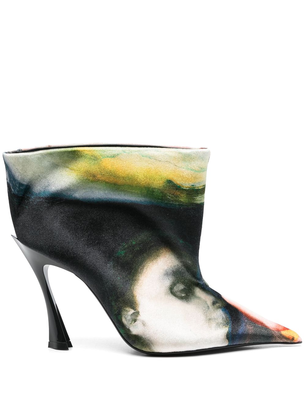 Mugler x Ambera Wellmann 95mm printed velvet boots Green