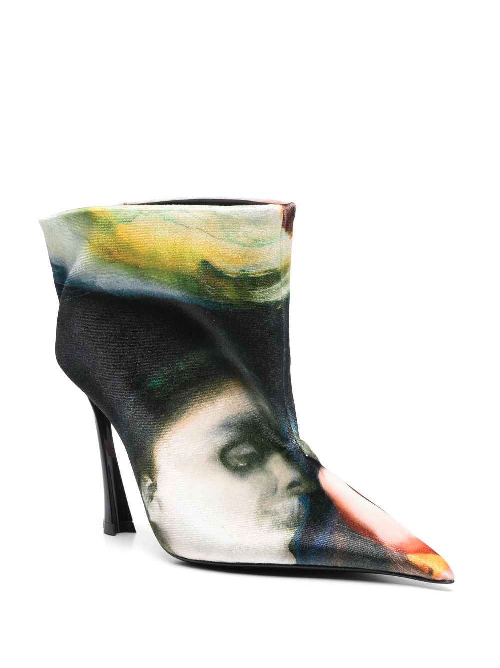 Mugler x Ambera Wellmann 95mm printed velvet boots Green