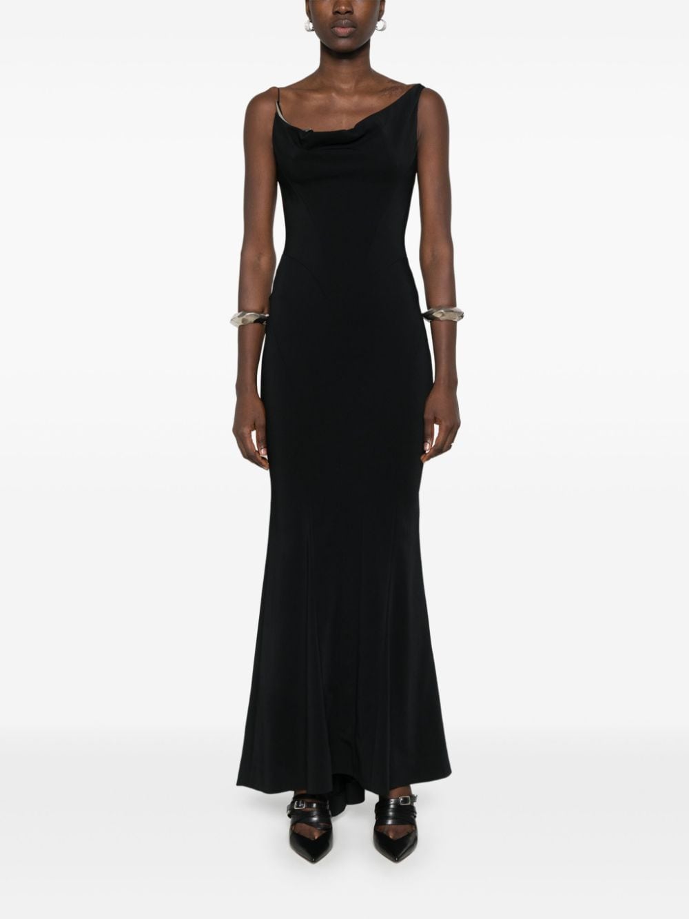 Mugler crepe maxi dress - Zwart