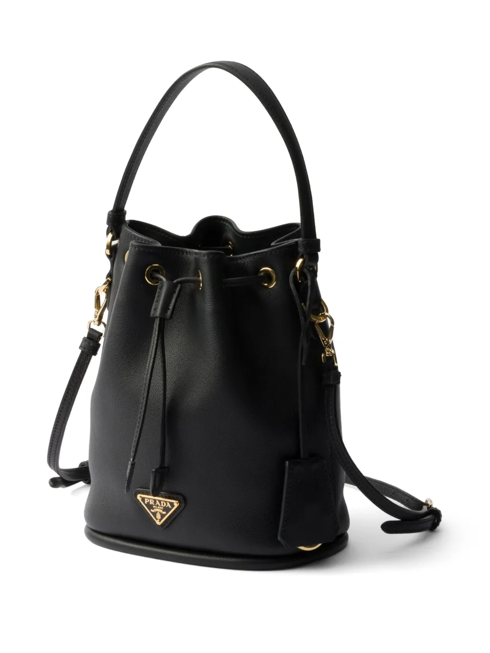 Prada Leren bucket-tas Zwart