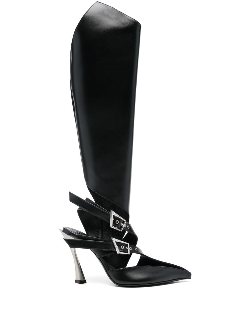 Mugler 95mm buckled leather boots Black