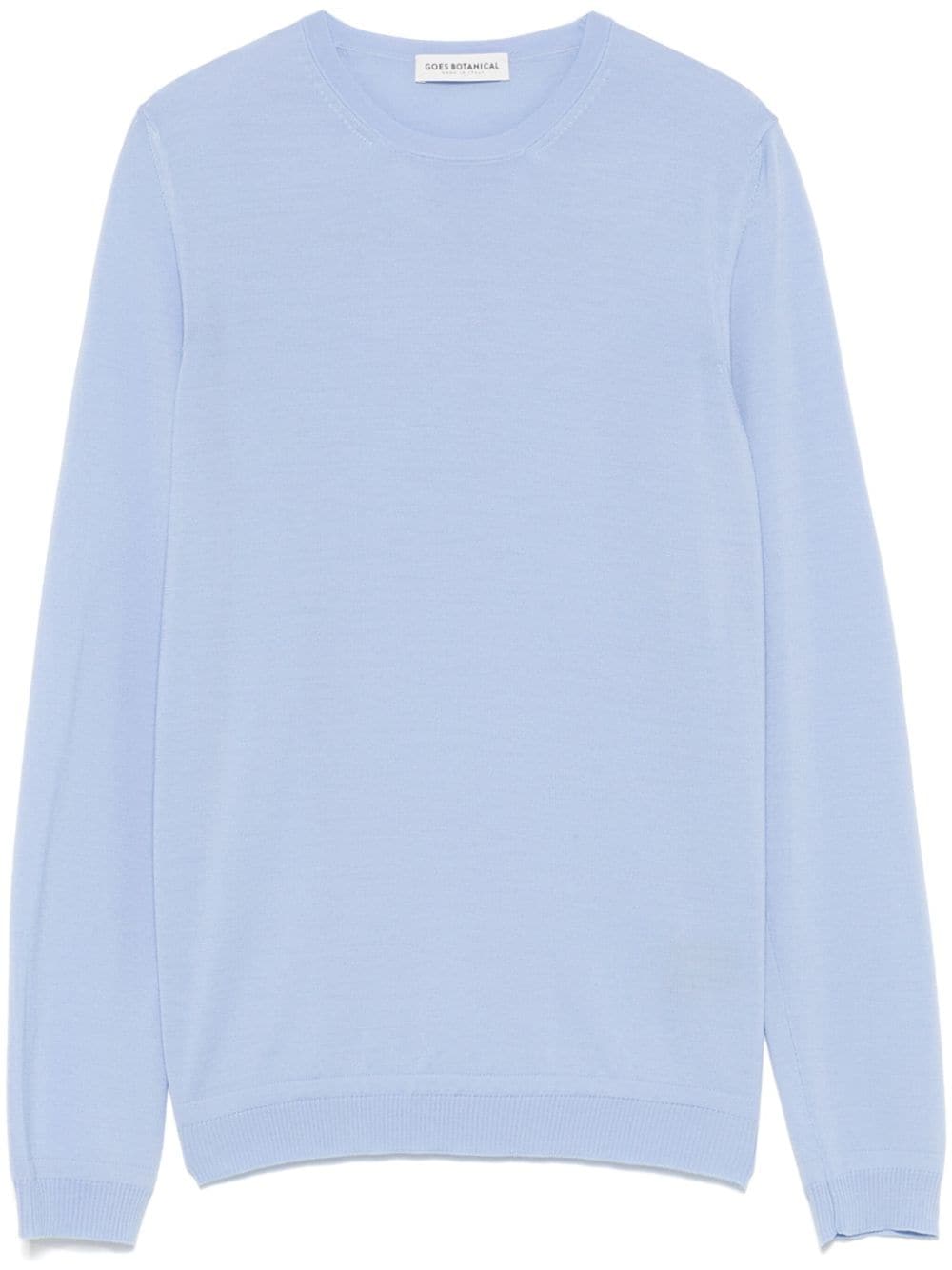 Shop Goes Botanical Merino-wool Sweater In Blue