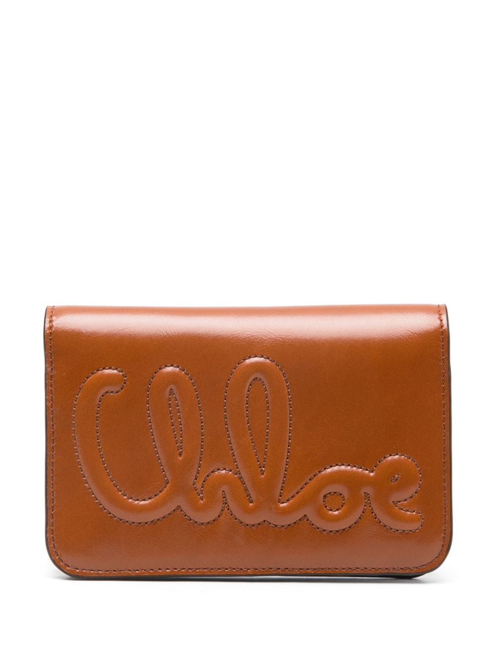 Shop Chloé Logo-embossed Wallet In Brown