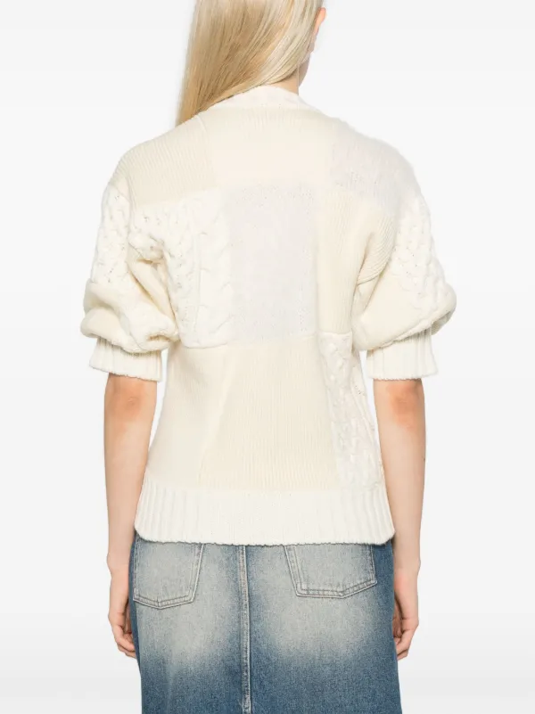 Sacai Short puff-sleeves Jumper | White | FARFETCH NZ