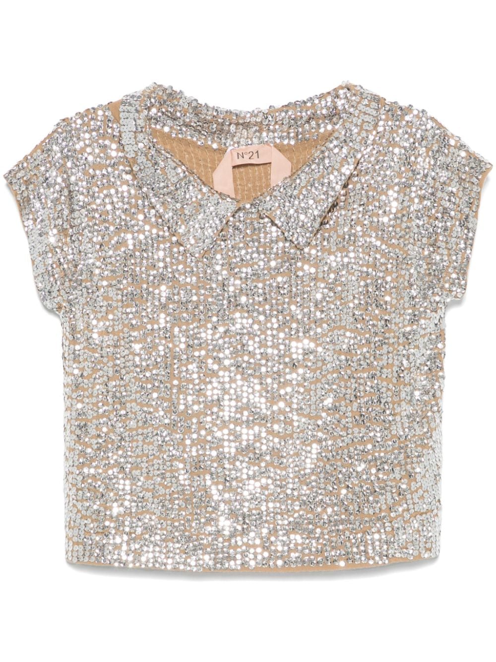 Shop N°21 Sequinned Top In Neutrals