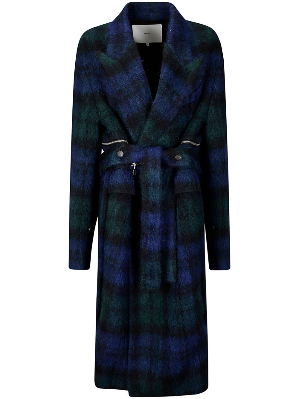 tartan-motif double breasted coat