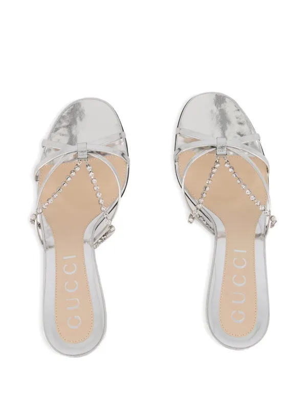 Gucci crystal-embellished high-heel Sandals | Grey | FARFETCH RO