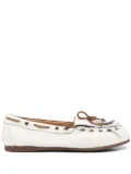 P.A.R.O.S.H. fringe-detail leather loafers - White