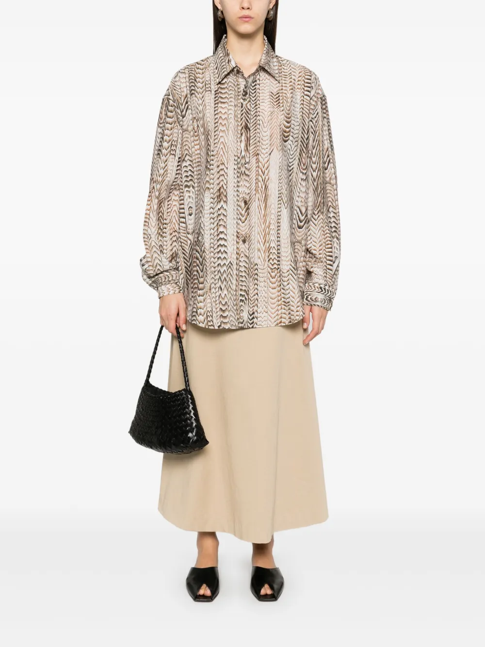 LEMAIRE Shirt met print Beige