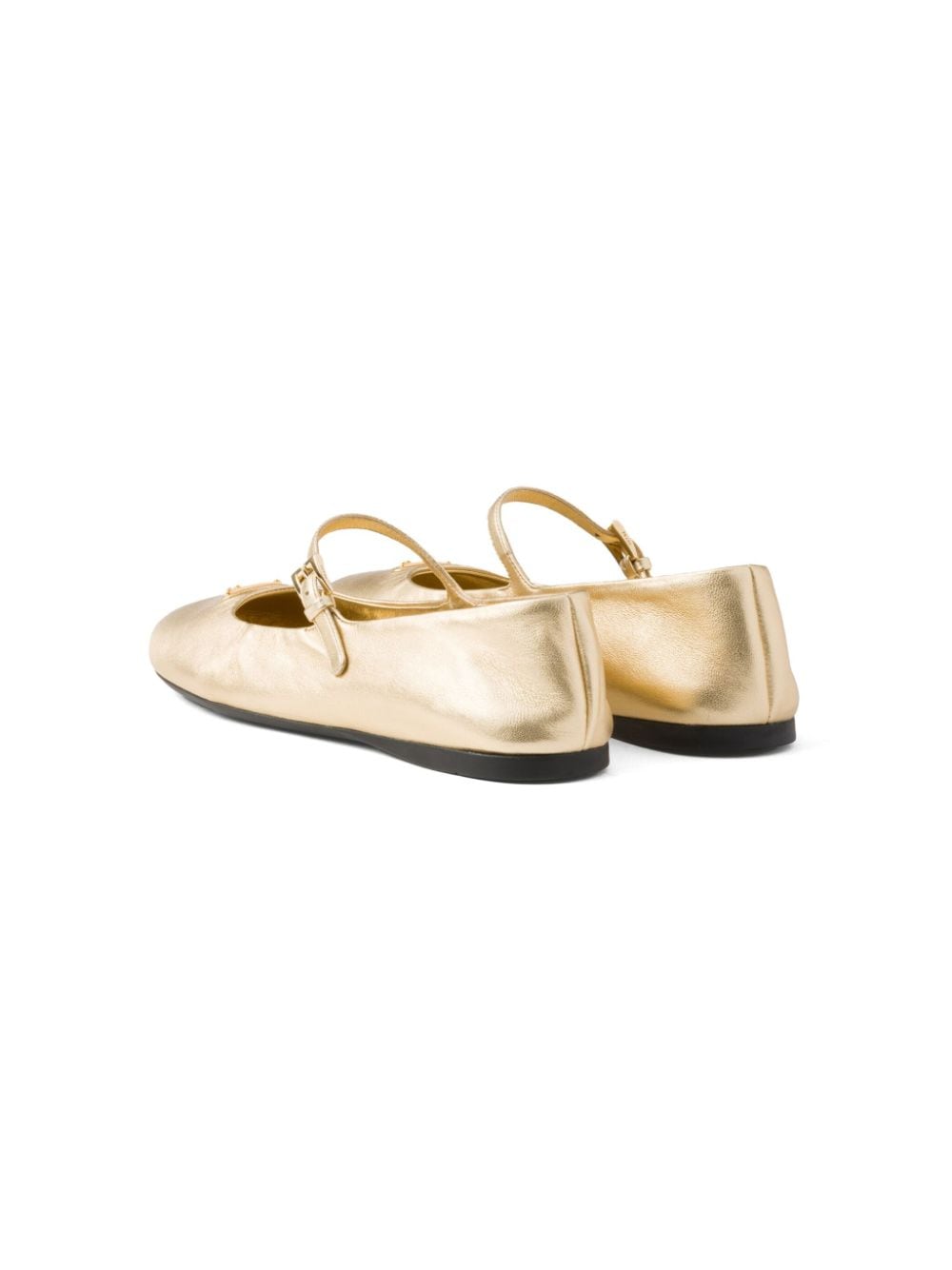 Shop Prada Leather Ballerina Shoes In Gold