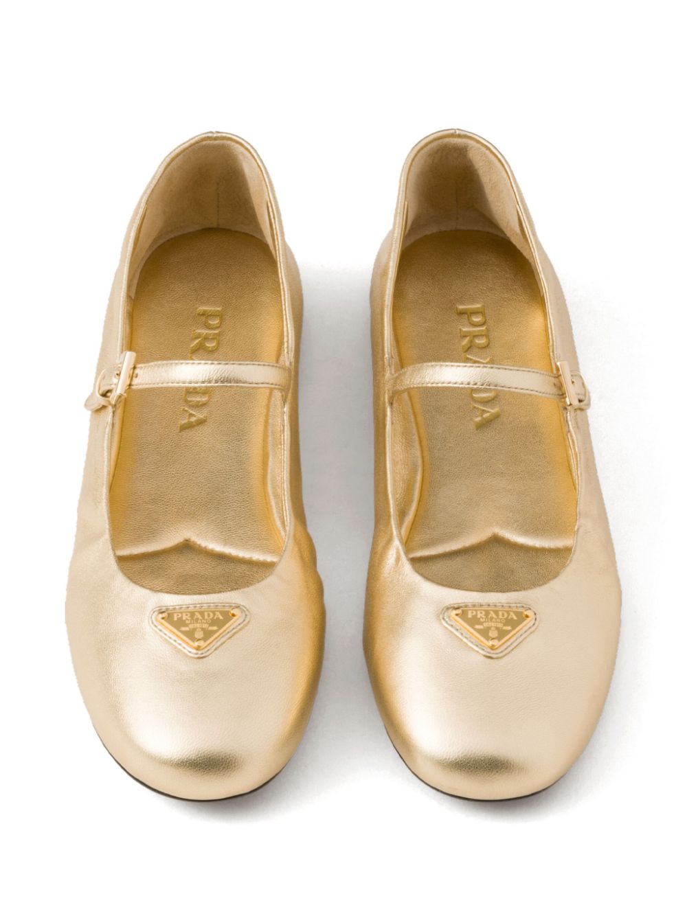 Prada Leren ballerina's Goud