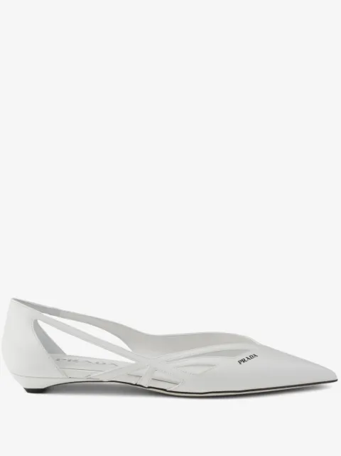 Prada leather cut-out ballerina shoes 