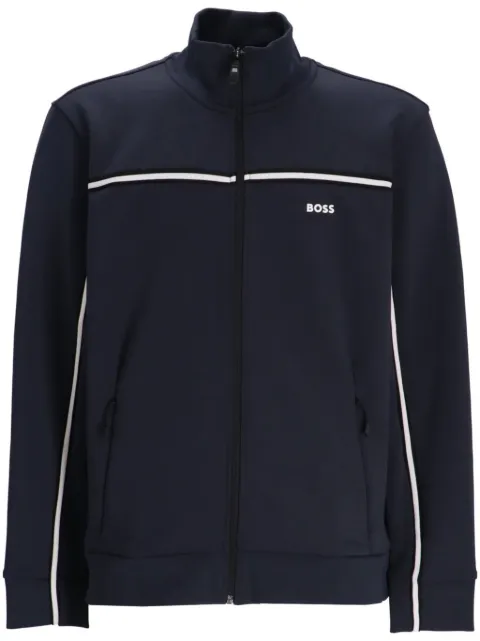 BOSS logo-print zip-up jacket