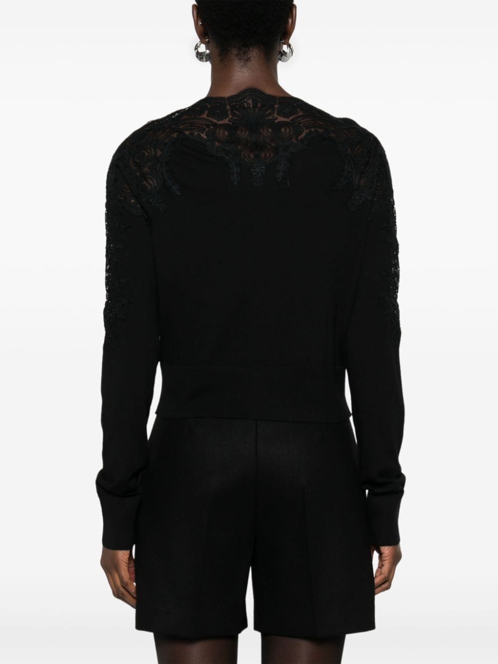 Shop Ermanno Scervino Lace-detail Cardigan In Black