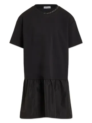 Calvin Klein Kids logo-embroidered Collar Dress | Black | FARFETCH BH