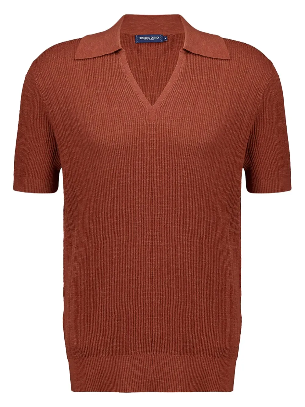 Frescobol Carioca Joaquim ribbed V-neck T-shirt - ブラウン Frescobol Carioca Joaquim ribbed V-neck T-shirt - ブラウン