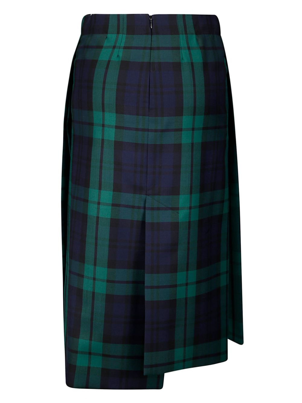 Setchu Wollen midi-rok met tartan ruit - Groen