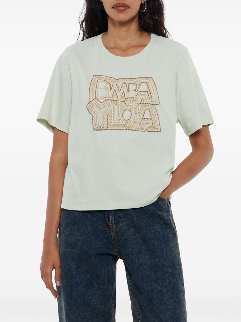 Bimba y Lola T-shirt met geborduurd logo - Groen