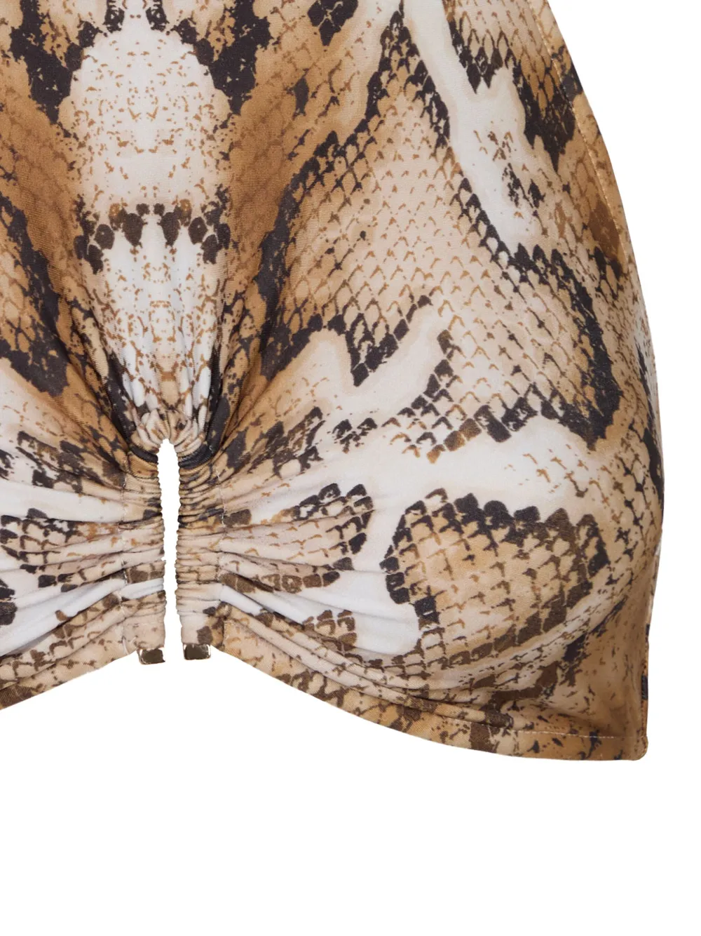 Lenny Niemeyer Bikinitop met slangenhuidprint en hoge hals - Beige