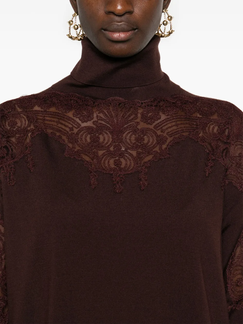 Ermanno Scervino Trui met kanten detail Bruin