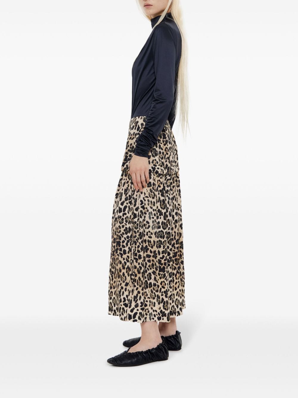 Shop Bimba Y Lola A-line Leopard-print Skirt In Neutrals