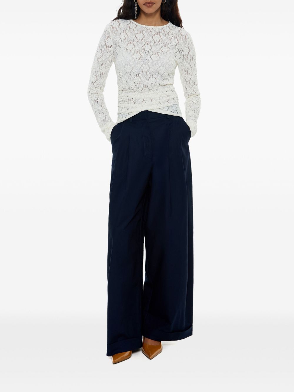 Shop Bimba Y Lola Wide-leg Flared Trousers In Blue