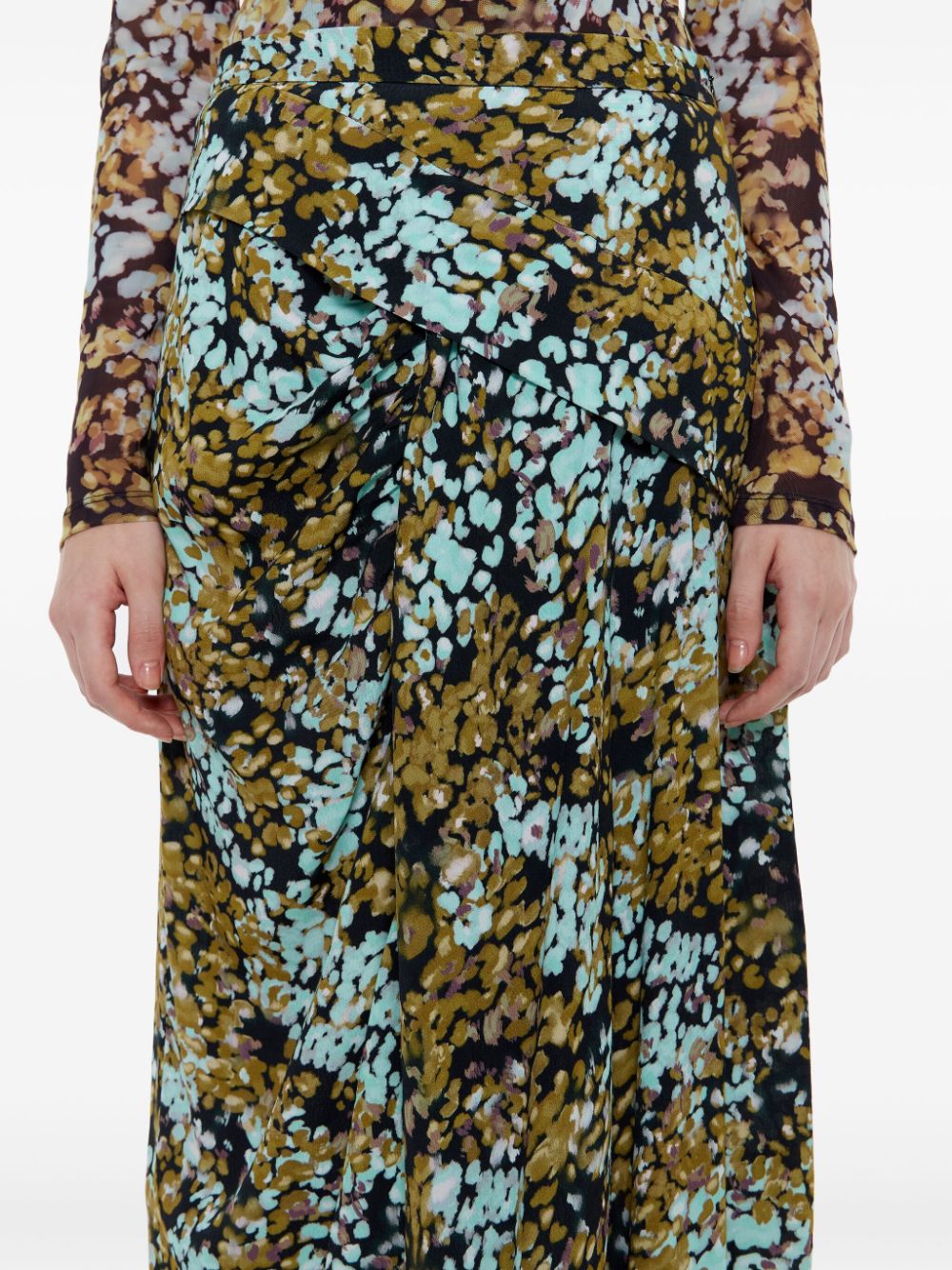 Shop Bimba Y Lola Leomimosa-print Midi Skirt In Green