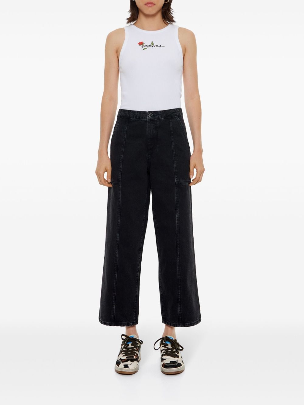 Bimba y Lola Cropped straight jeans - Zwart