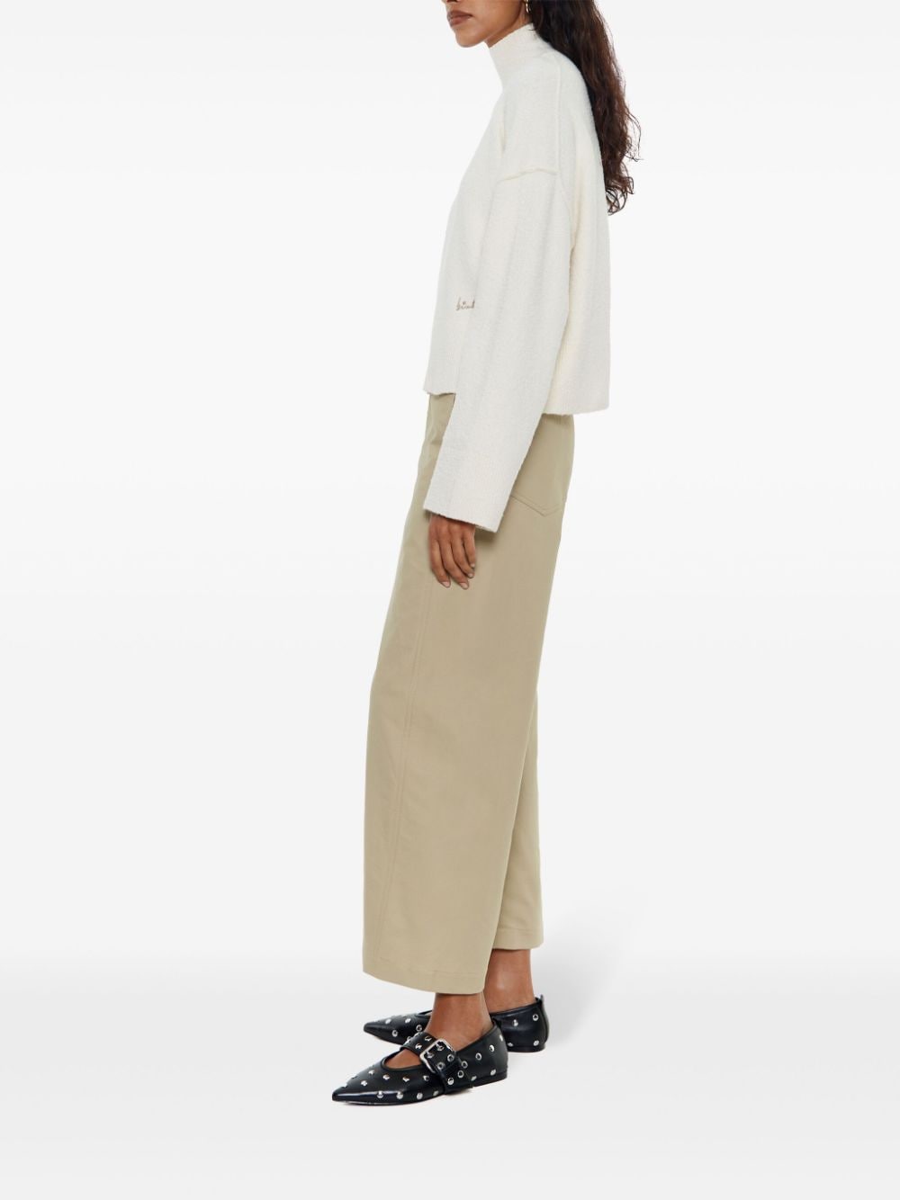 Shop Bimba Y Lola Barrel Belted Trousers In Neutrals