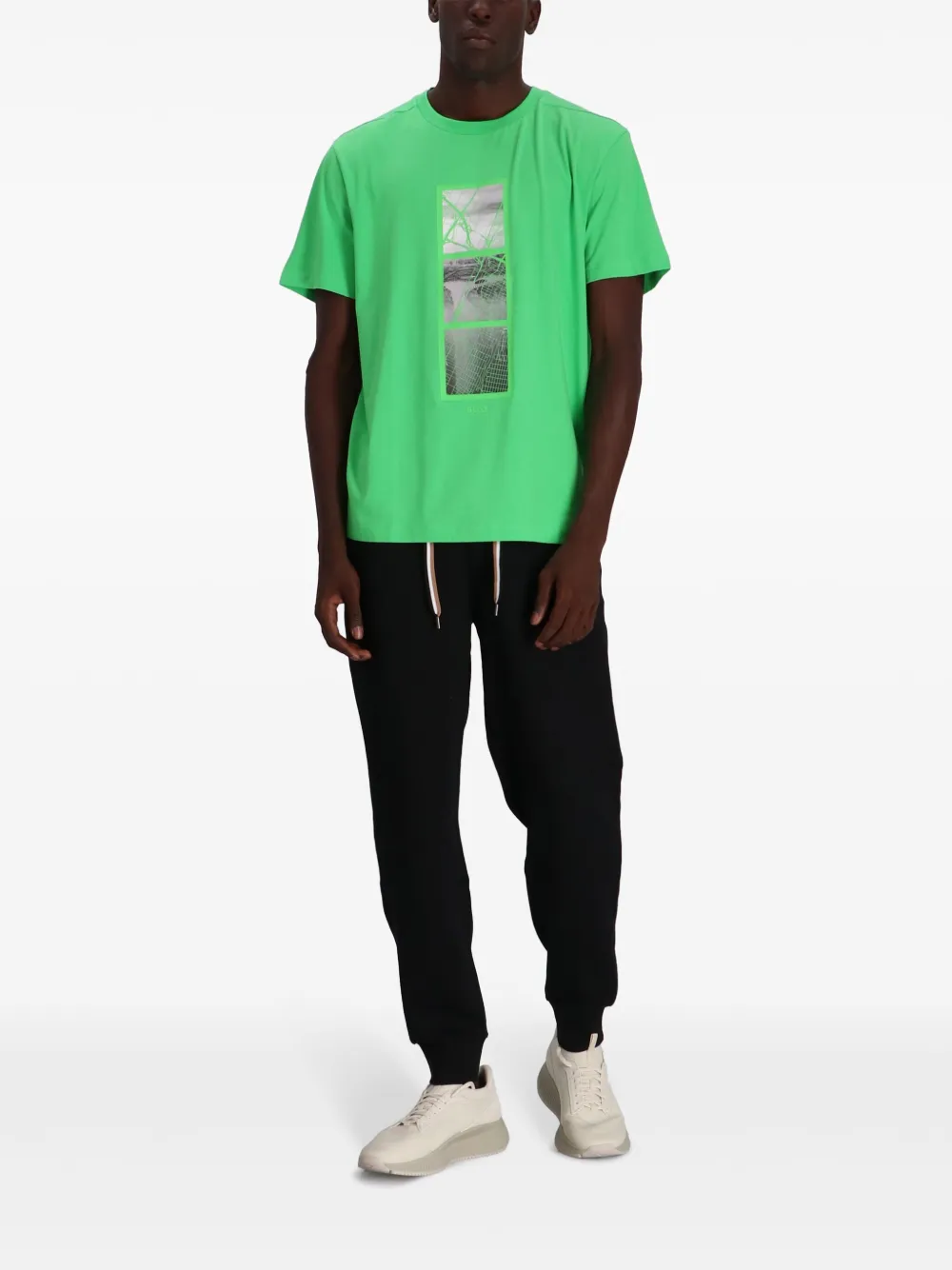 BOSS T-shirt met grafische print - Groen