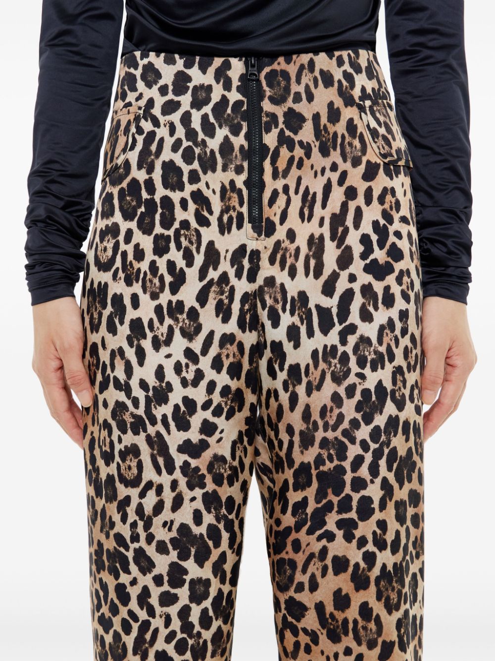 Shop Bimba Y Lola Leopard-print Fluid Trousers In Brown