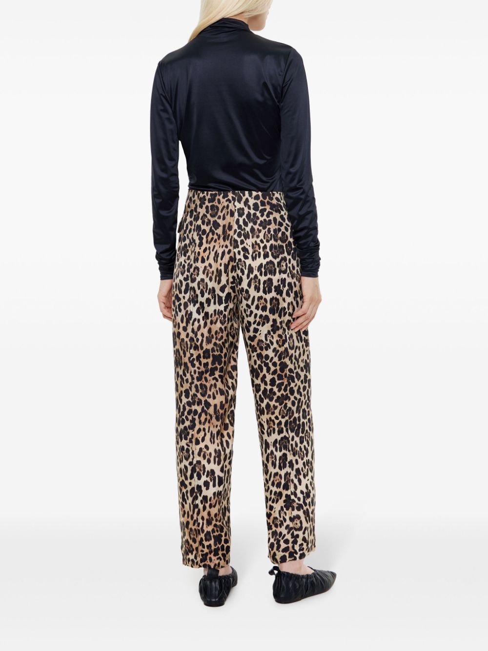 Shop Bimba Y Lola Leopard-print Fluid Trousers In Brown