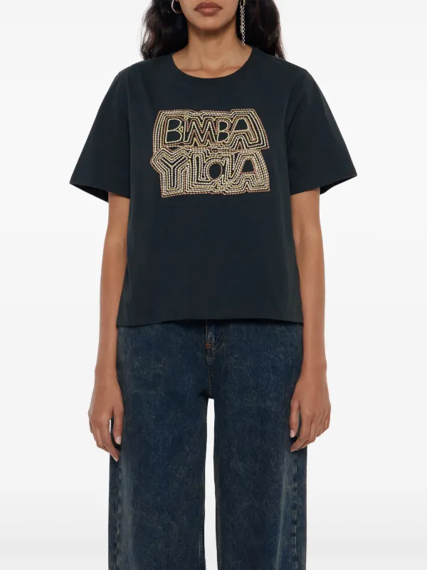 Bimba y Lola logo-embroidered T-shirt Black FARFETCH IN