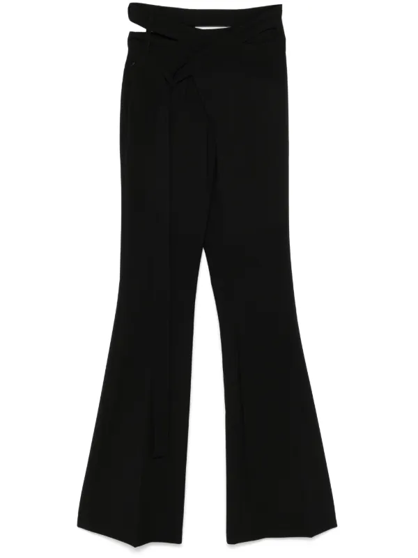 Cotton-Wool Flare Trousers – Black 8 By YOOX COTTON HIGH-WAIST FLARED PANTS | Black Women's
