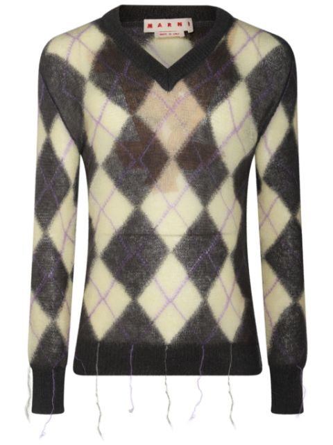 Marni argyle v-neck sweater Men