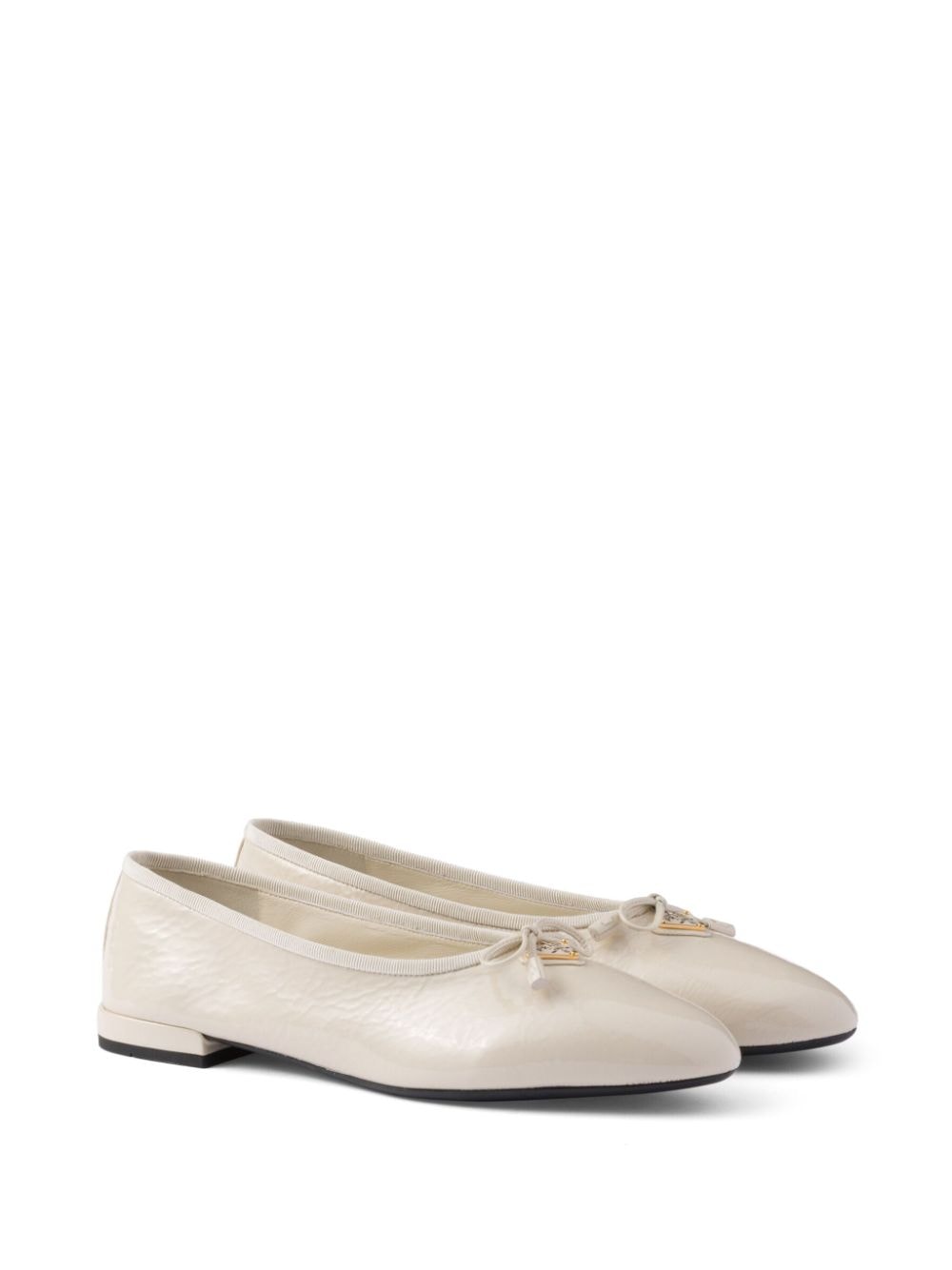 Shop Prada Leather Ballerina Shoes In Neutrals