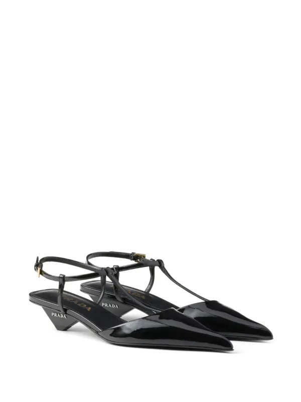 Prada スリングバック レザーパンプス | ブラック | FARFETCH JP