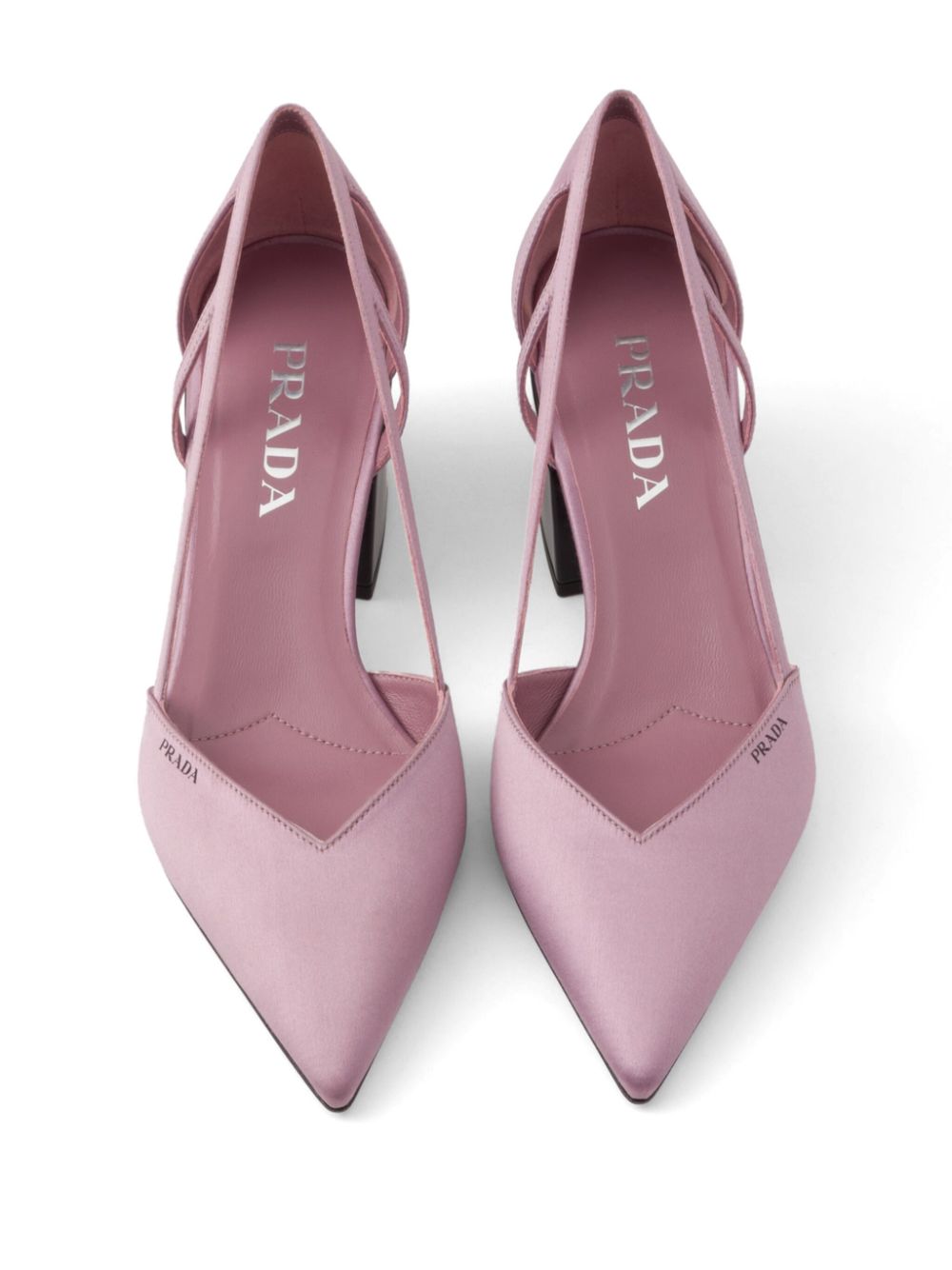 Prada 55 mm satijnen pumps met uitgesneden details Roze